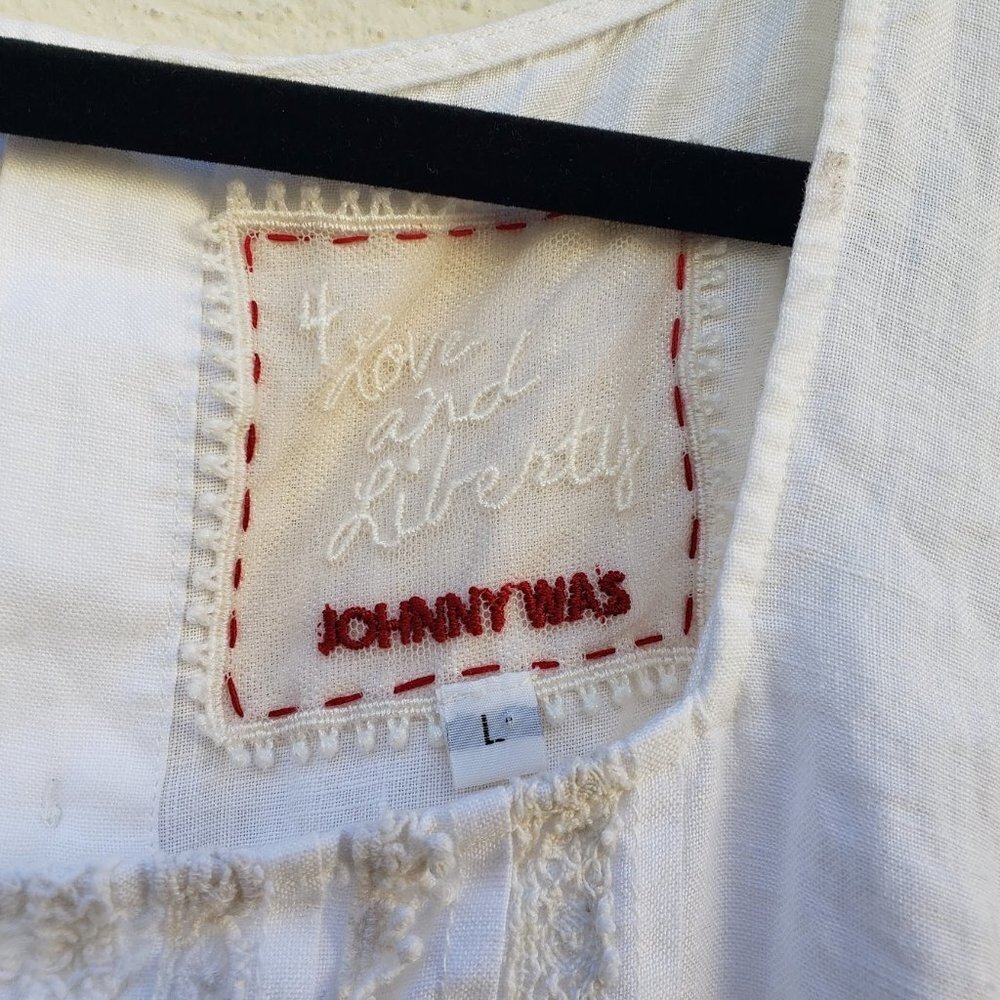 Johnny Was Square Neck Boho 100% Linen Top - Picture 6 of 7